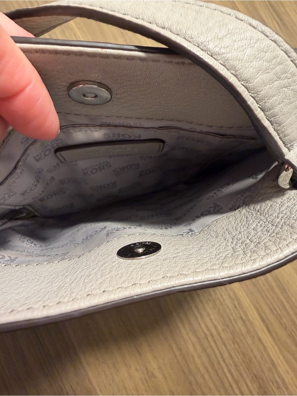 Michael Kors Pebbled Leather Crossbody in Light Gray - Picture 9 of 11